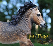 Hairy Trotter is an Elton Pony resin sculpted by Jennifer Scott of Aspen Leaf studios and painted by DeeAnn Kjelshus