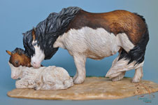 Bubble N Squeak a Pony mare and foal AP #5 sculpture by DeeAnn Kjelshus