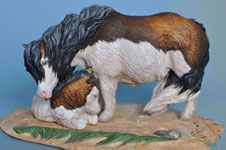 Bubble N Squeak a Pony mare and foal AP #5 sculpture by DeeAnn Kjelshus