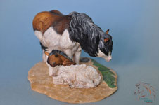 Bubble N Squeak a Pony mare and foal AP #5 sculpture by DeeAnn Kjelshus