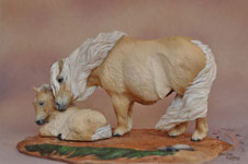 Bubble N Squeak a Pony mare and foal AP #7 painted and sculpted by DeeAnn Kjelshus