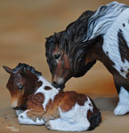 Bubble N Squeak a Pony mare and foal AP #5 sculpture by DeeAnn Kjelshus