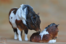 Bubble N Squeak a Pony mare and foal AP #5 sculpture by DeeAnn Kjelshus