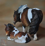 Bubble N Squeak a Pony mare and foal AP #5 sculpture by DeeAnn Kjelshus