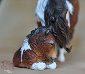 Bubble N Squeak a Pony mare and foal AP #5 sculpture by DeeAnn Kjelshus