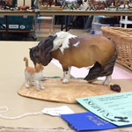 Bubble a Pony mare sculpture by DeeAnn Kjelshus winning a 1st and NAN card in a good pony class at a live show