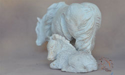 Bubble N Squeak a Pony mare and foal sculpture by DeeAnn Kjelshus