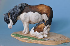 Bubble N Squeak a Pony mare and foal AP #5 sculpture by DeeAnn Kjelshus